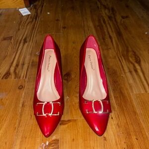 Pierre Dumas Red Heels with Gold Accent
